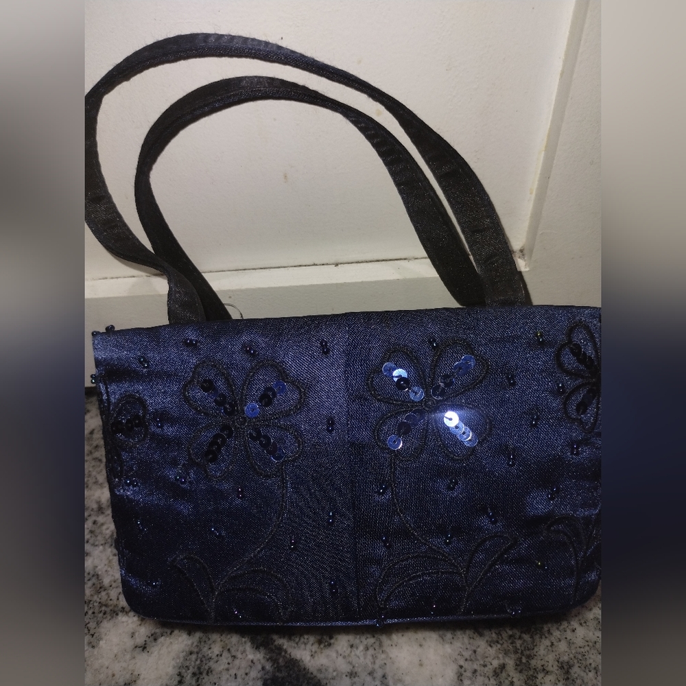Sweet la regale beaded bag navy blue with drawstring - Picture 3 of 6